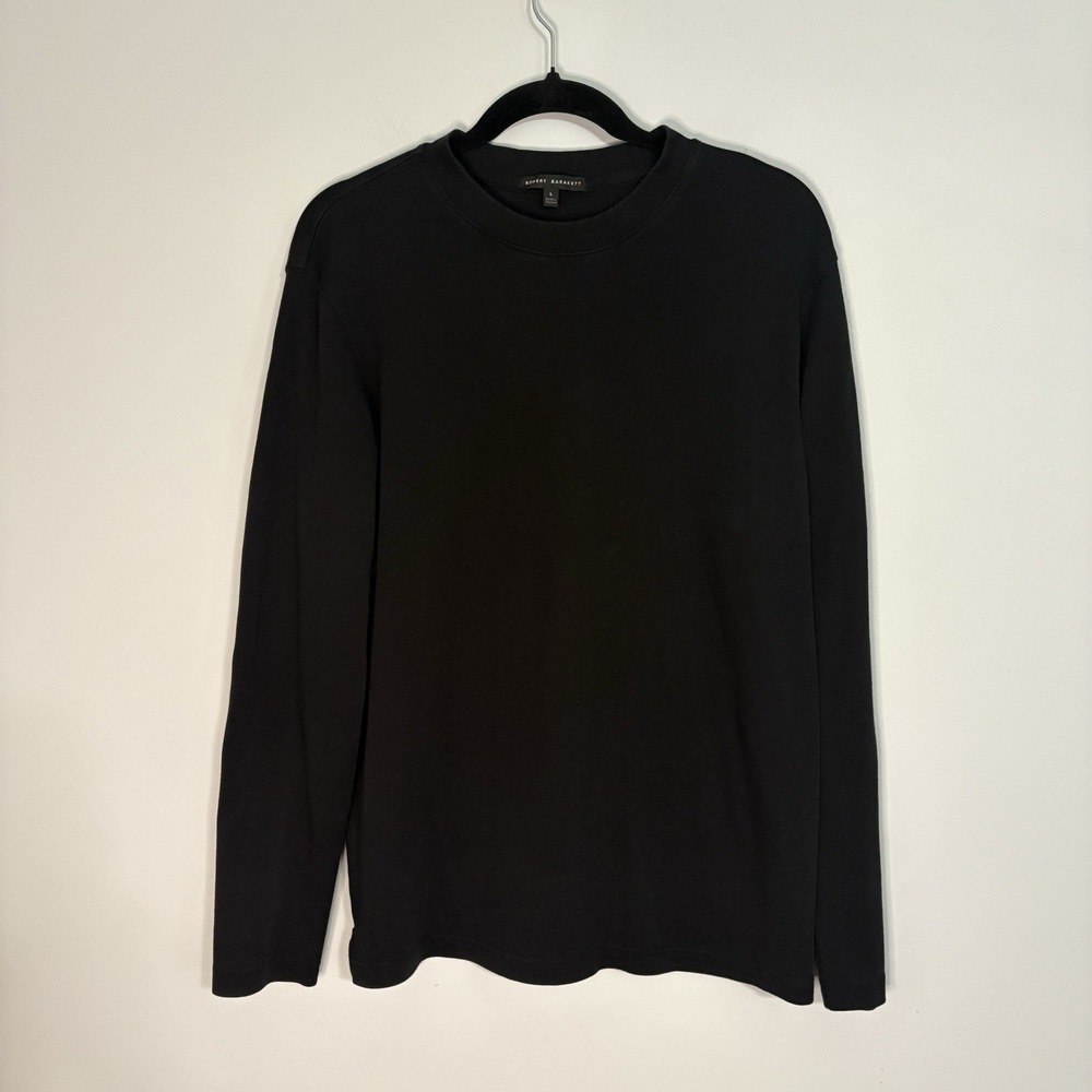 Robert Barakett High Crew Black Shirt Pima Cotton Long Sleeve Large RB82247 EUC